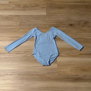 Zaclotre | Long Sleeve Crisscross Back Leotard in Light Blue